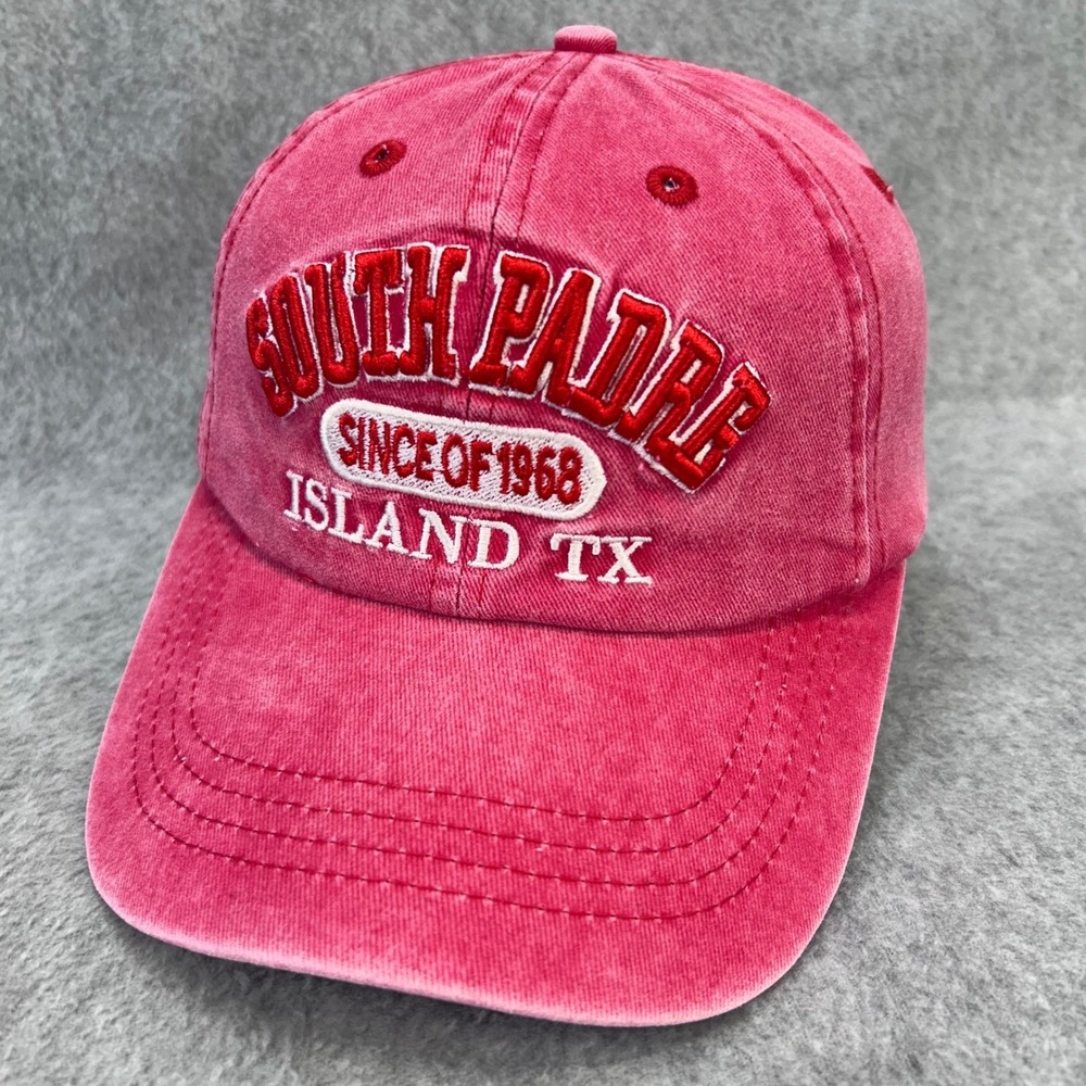 South Padre Island TX Mens Pink Salty Fish Baseball Cap Washed Adjustable OSFM